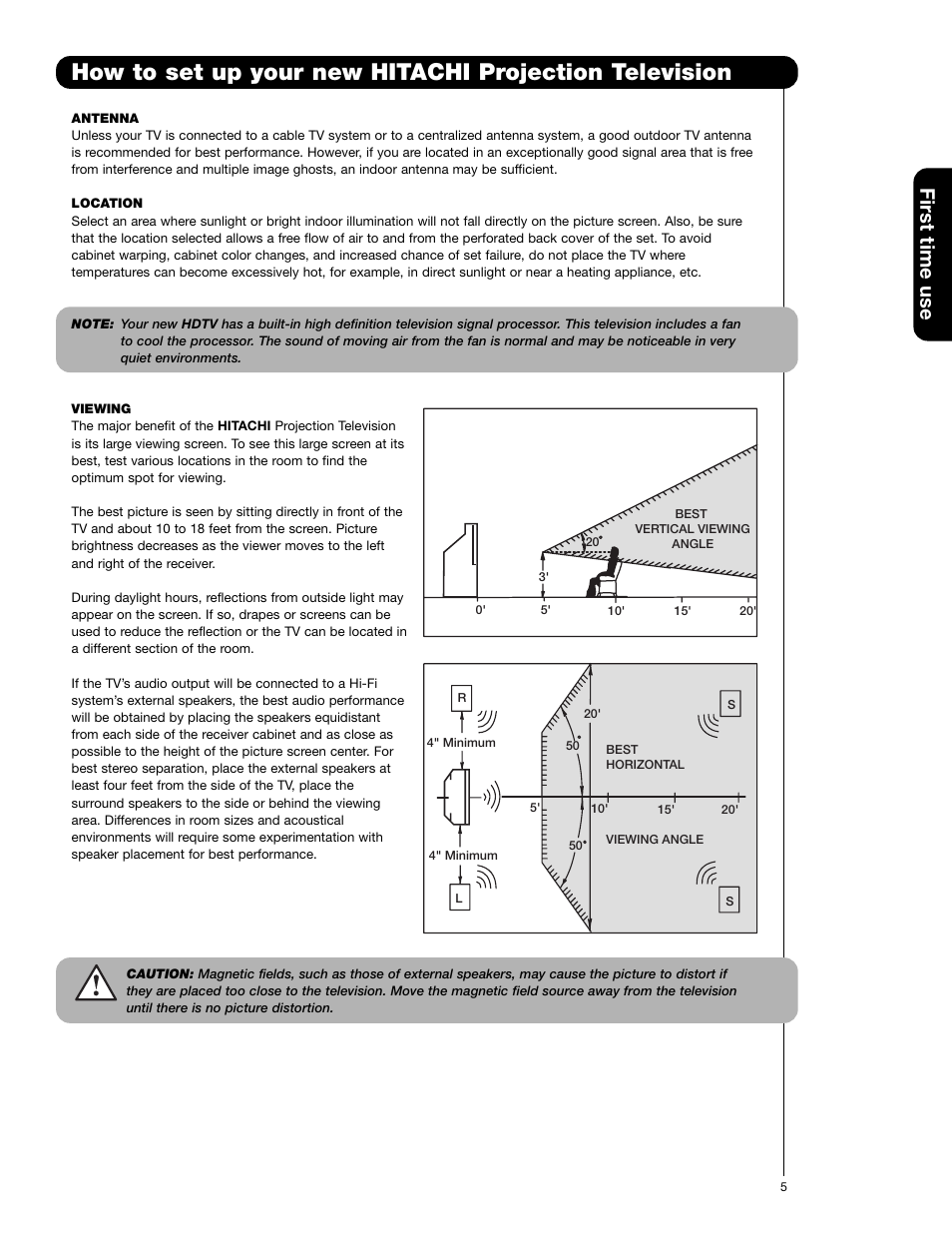 First time use | Hitachi 65F710A User Manual | Page 5 / 72