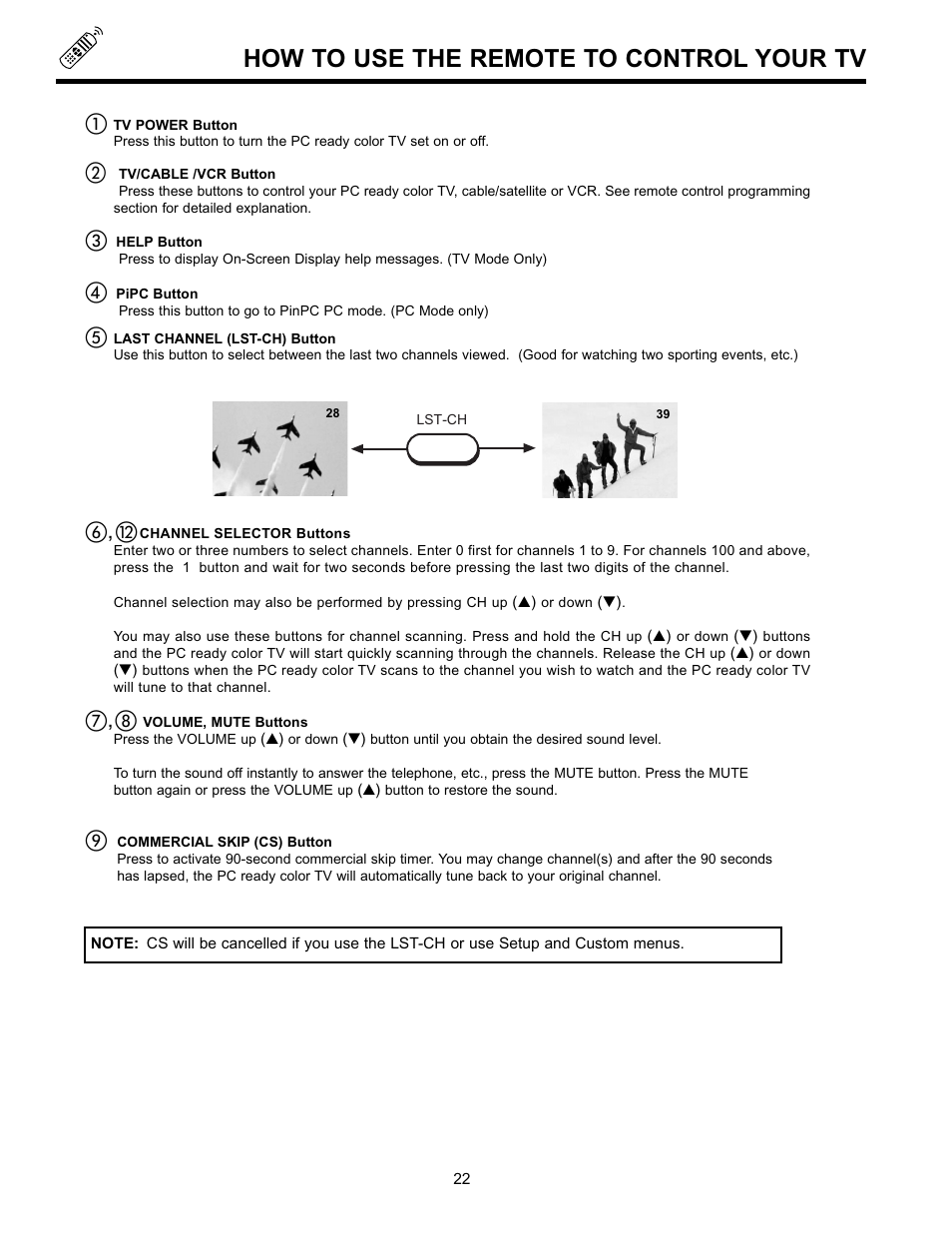 How to use the remote to control your tv | Hitachi UltraVision 36SDX88B User Manual | Page 22 / 80