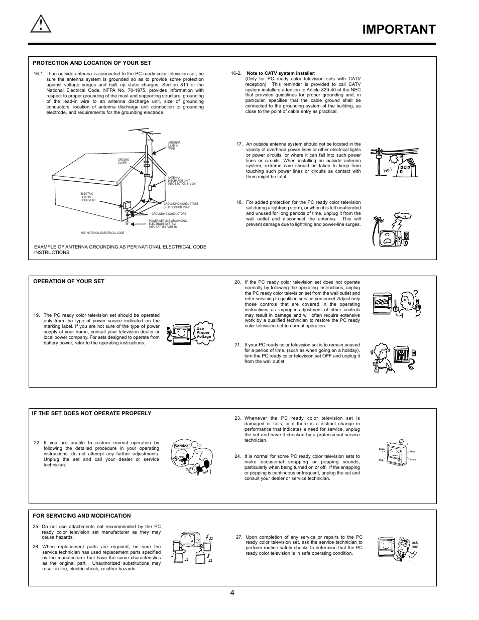 Important | Hitachi UltraVision 36SDX88B User Manual | Page 4 / 80