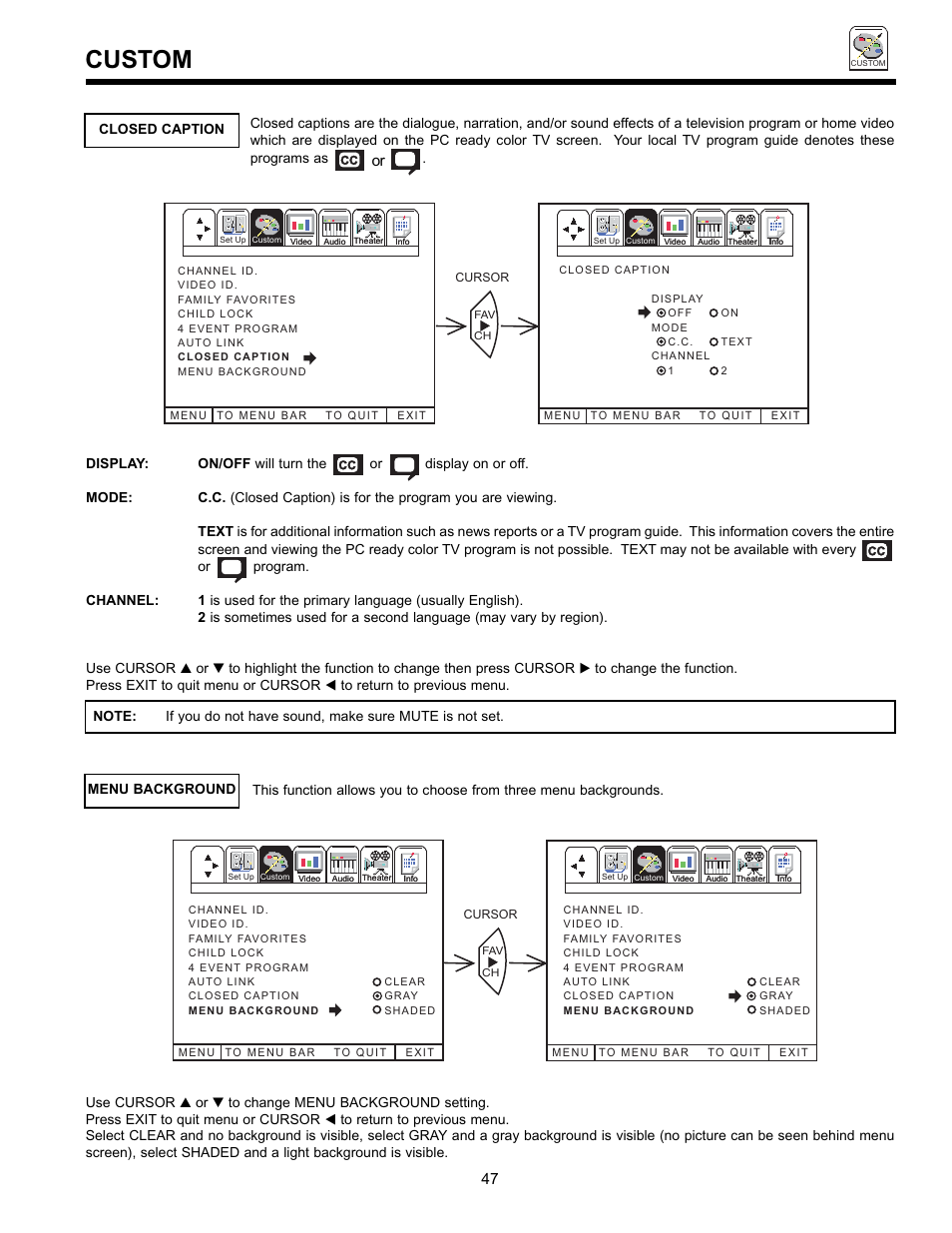 Custom | Hitachi UltraVision 36SDX88B User Manual | Page 47 / 80