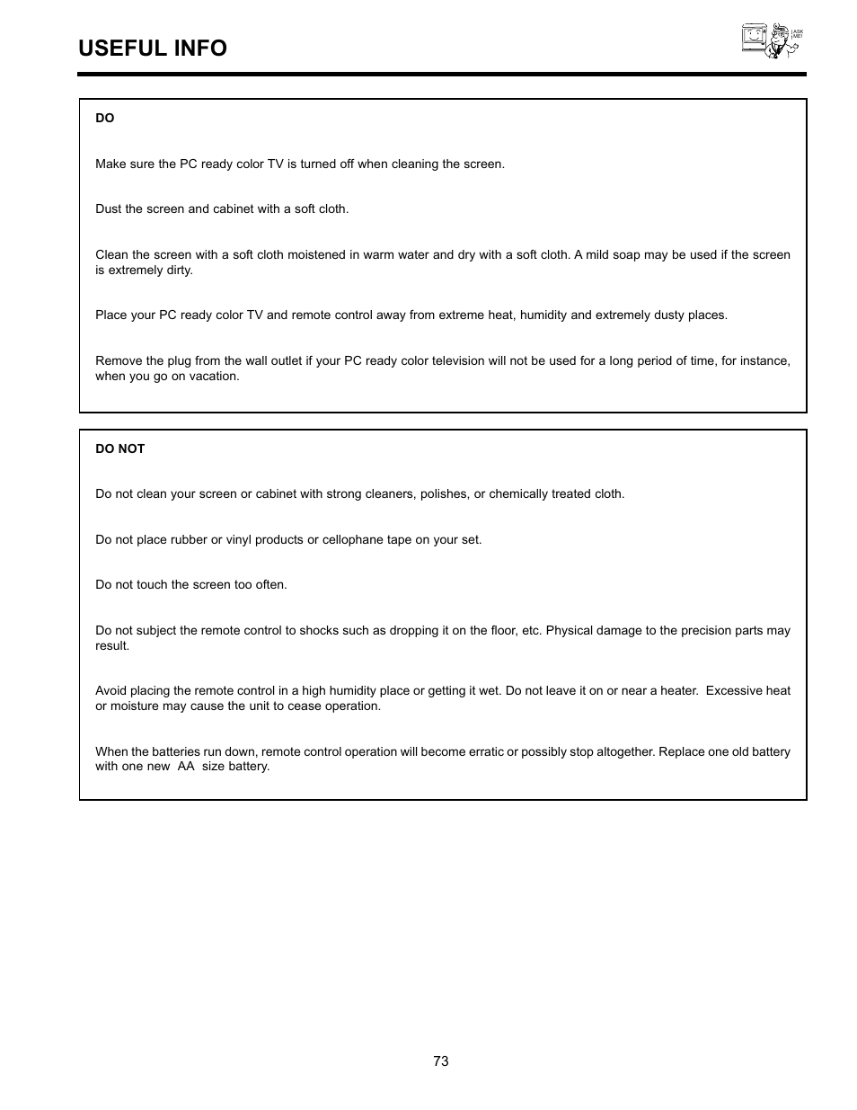 Useful info | Hitachi UltraVision 36SDX88B User Manual | Page 73 / 80