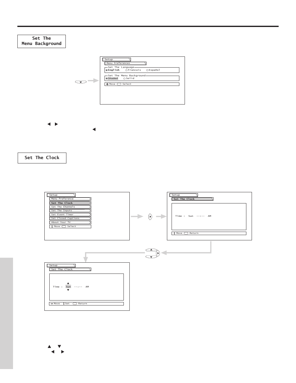Setup, On-screen displa y | Hitachi 57G500 User Manual | Page 50 / 64