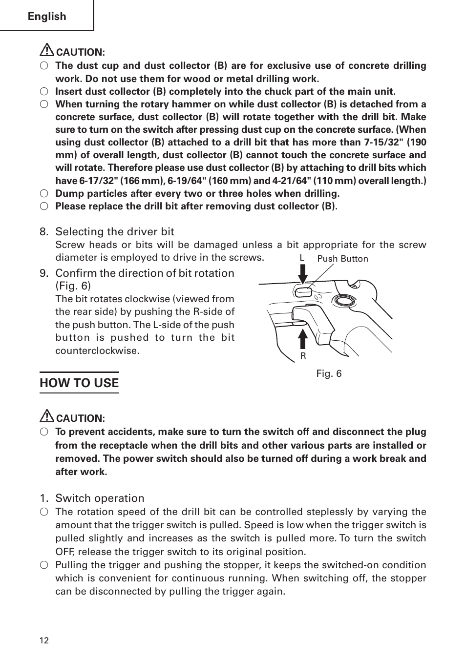 How to use | Hitachi DH 24 PF User Manual | Page 12 / 76
