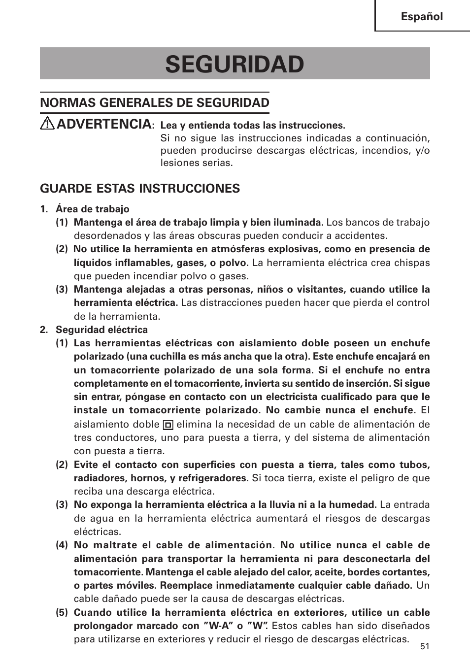 Seguridad, Advertencia | Hitachi DH 24 PF User Manual | Page 51 / 76