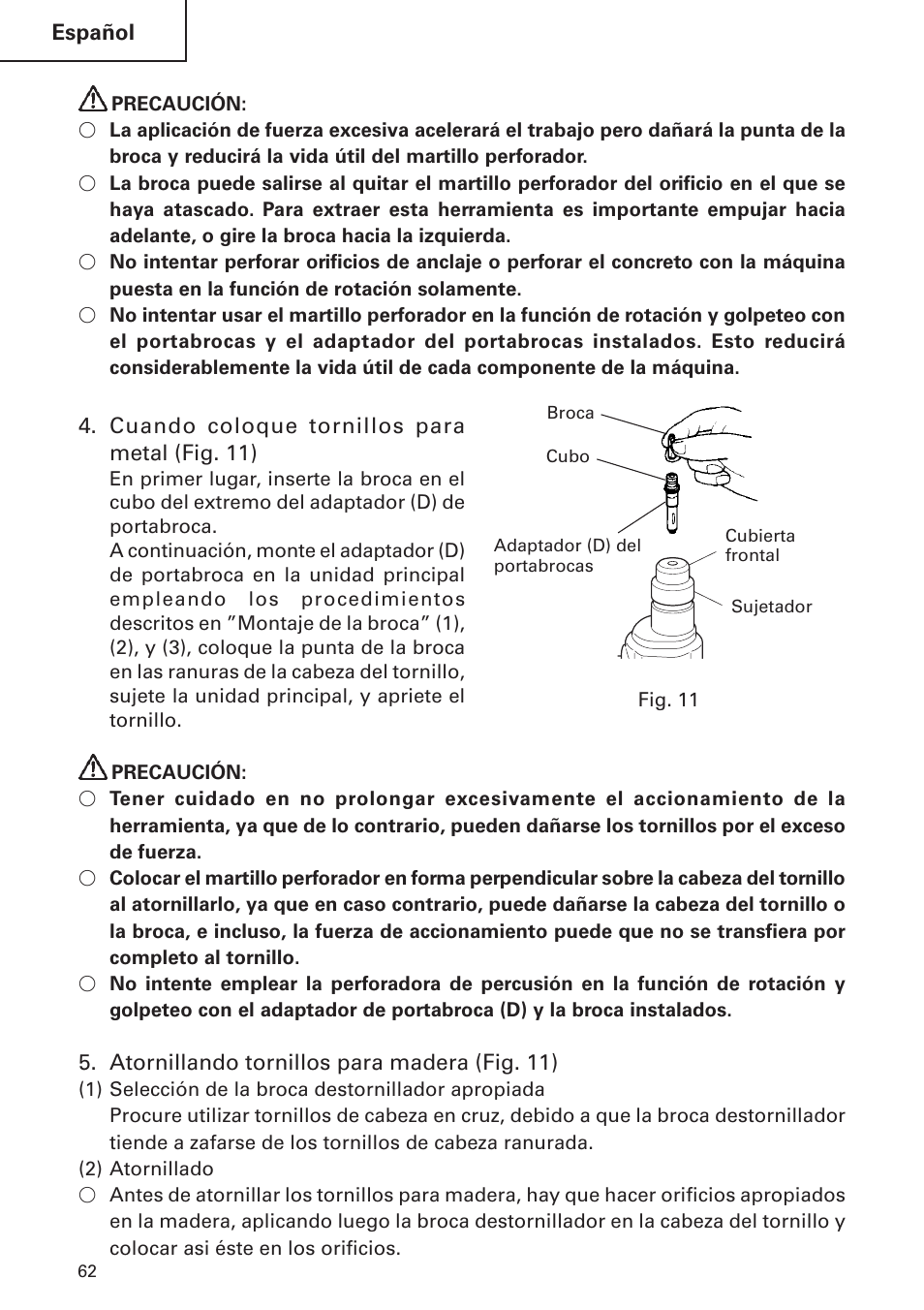Hitachi DH 24 PF User Manual | Page 62 / 76