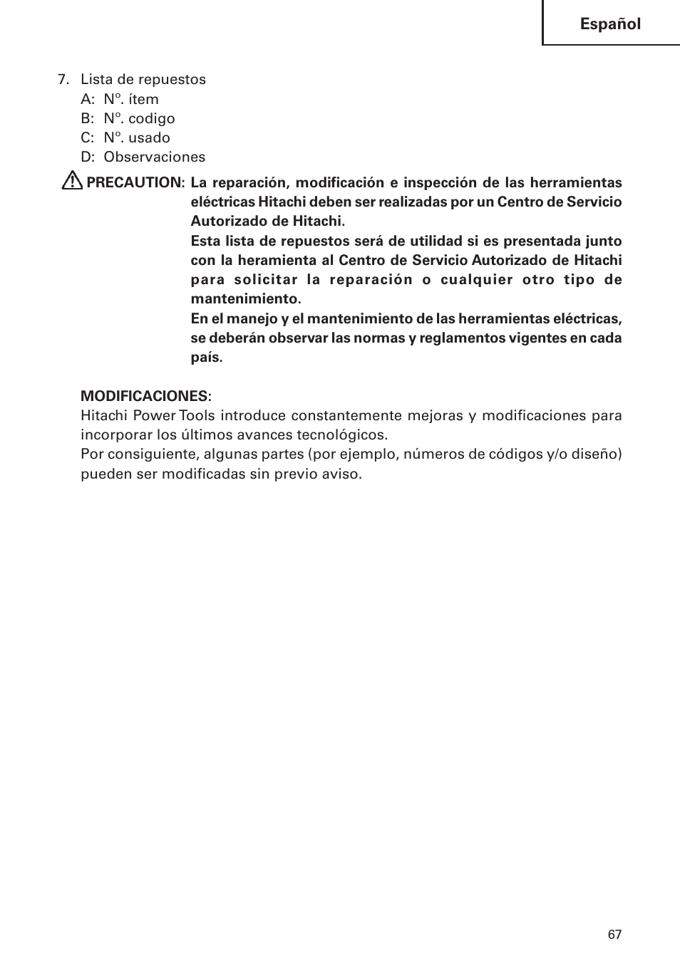 Hitachi DH 24 PF User Manual | Page 67 / 76
