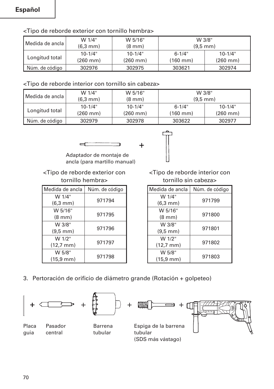 Español | Hitachi DH 24 PF User Manual | Page 70 / 76