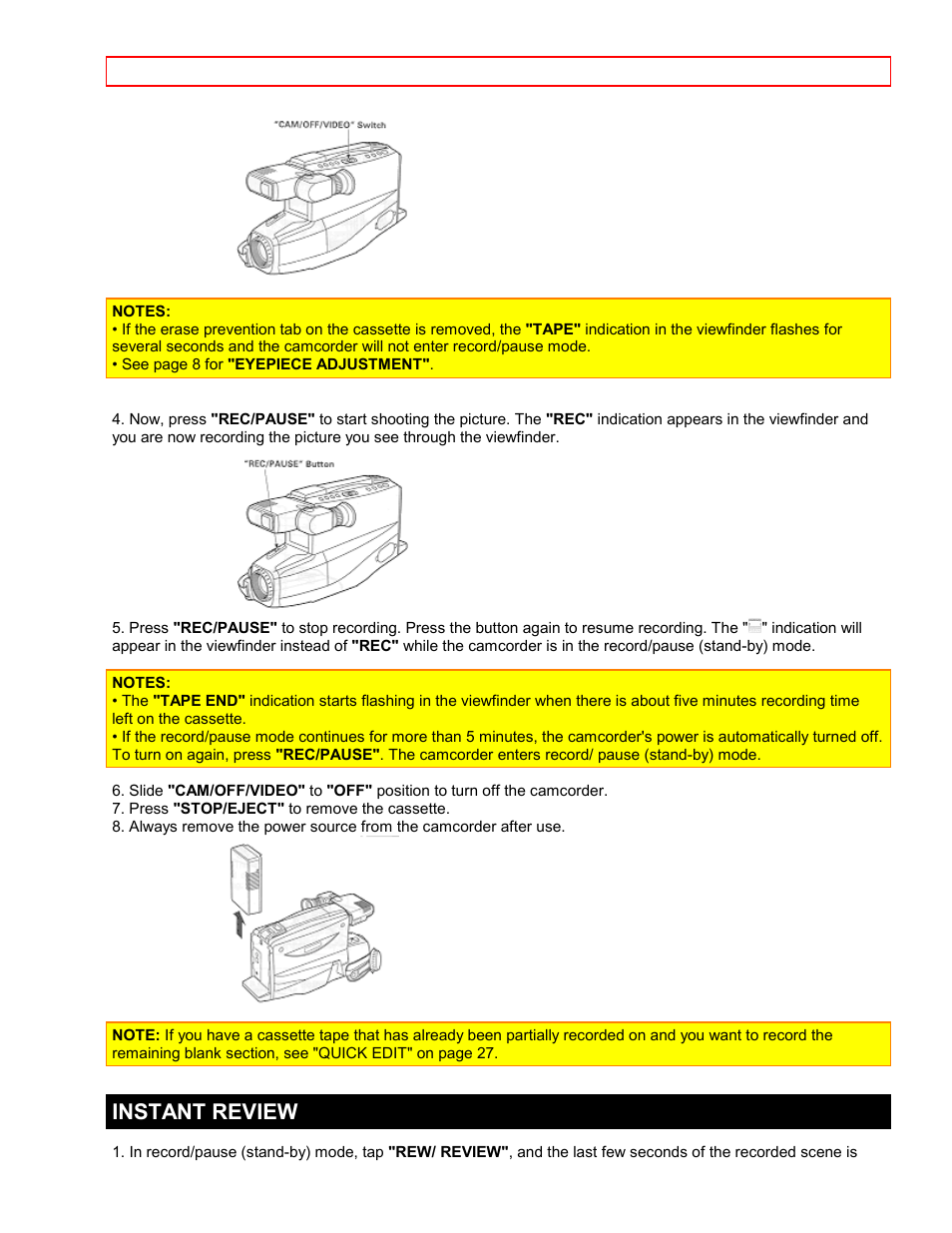 Instant review | Hitachi VTFX6500A User Manual | Page 16 / 35