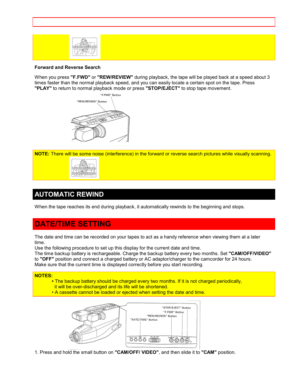 Automatic rewind, Date/time setting | Hitachi VTFX6500A User Manual | Page 18 / 35