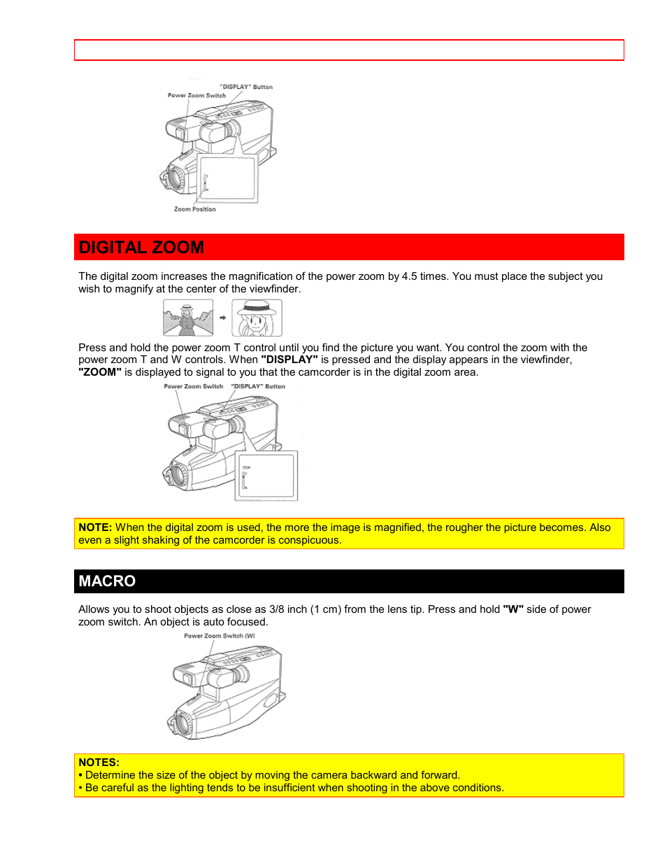 Digital zoom, Macro | Hitachi VTFX6500A User Manual | Page 25 / 35