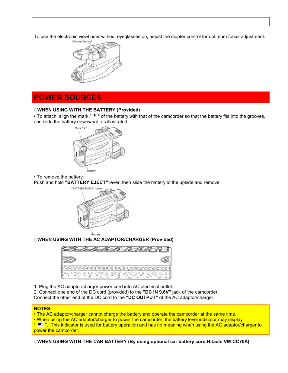 Power sources | Hitachi VTFX6500A User Manual | Page 9 / 35