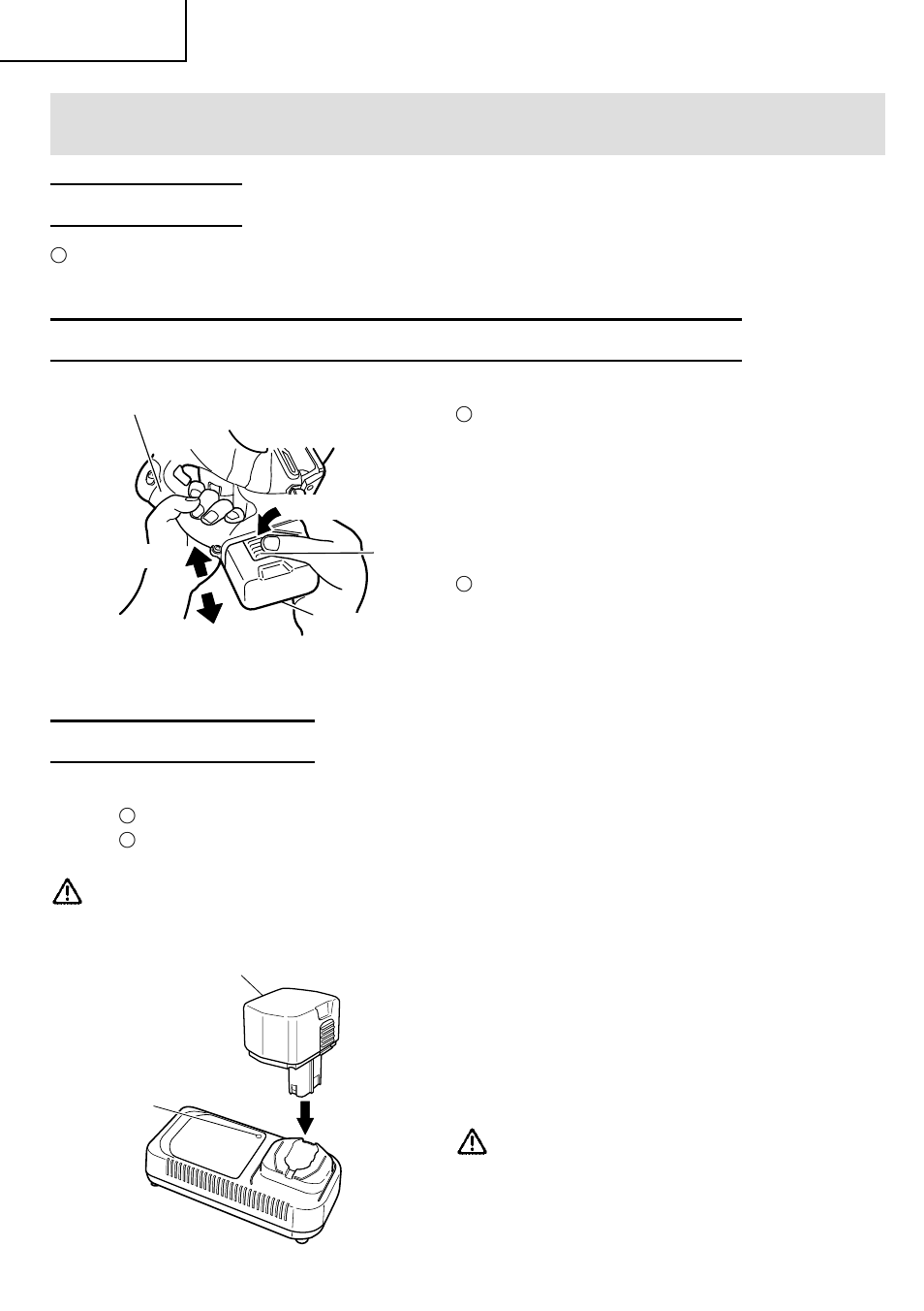 Assembly and operation, Applications, Removal and installation method of battery | Charging method, Warning | Hitachi C 6DC2 User Manual | Page 14 / 88