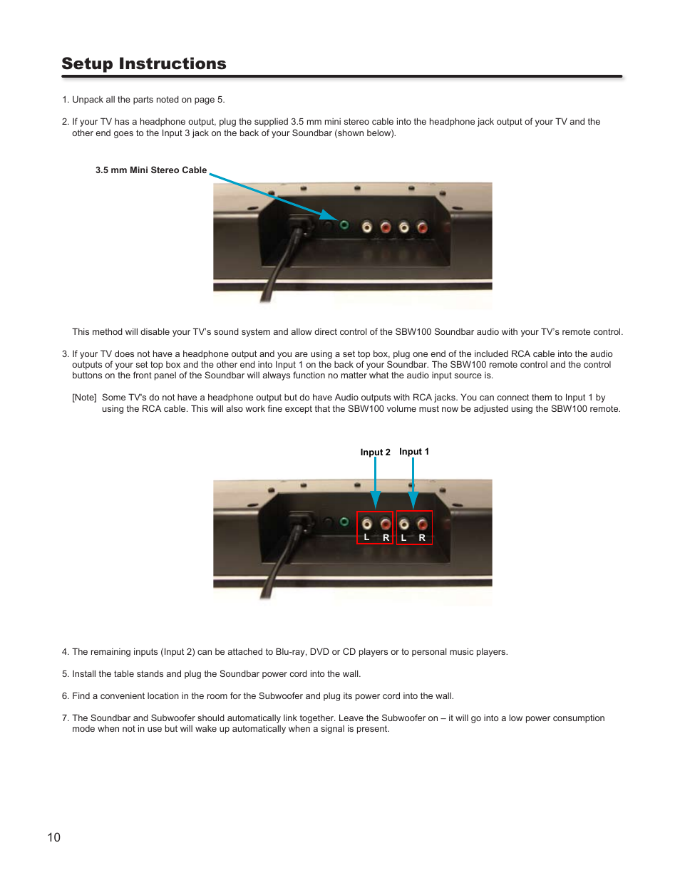 Setup instructions | Hitachi SBW100 User Manual | Page 10 / 15