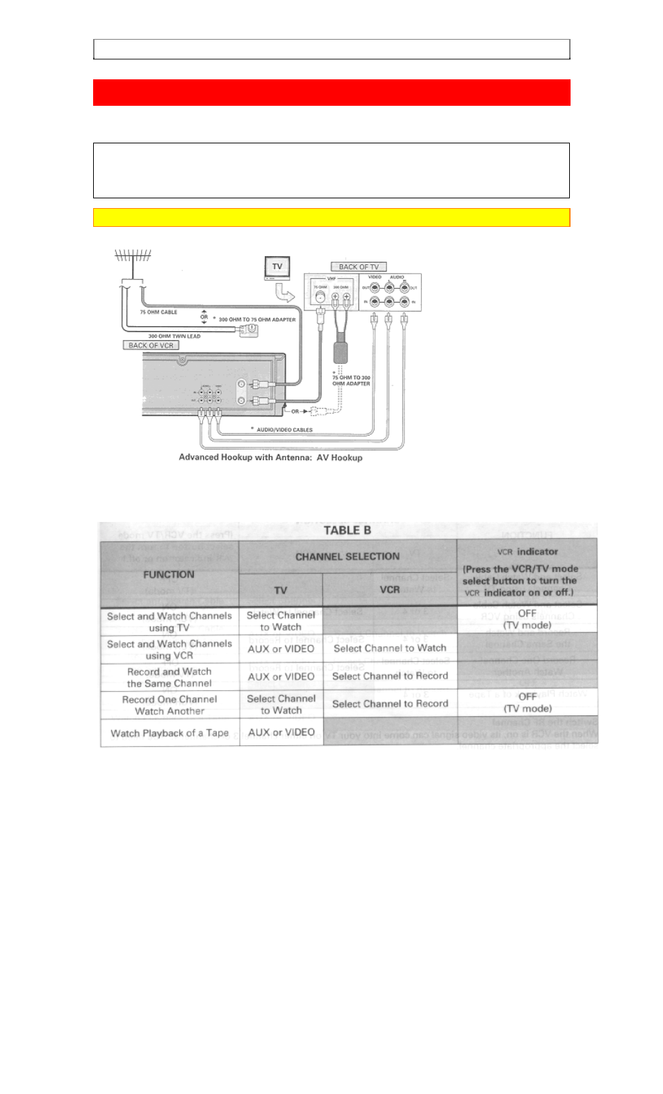 Advanced antenna hookup -av hookup [b, With this hookup | Hitachi VT-FX6510A User Manual | Page 14 / 72