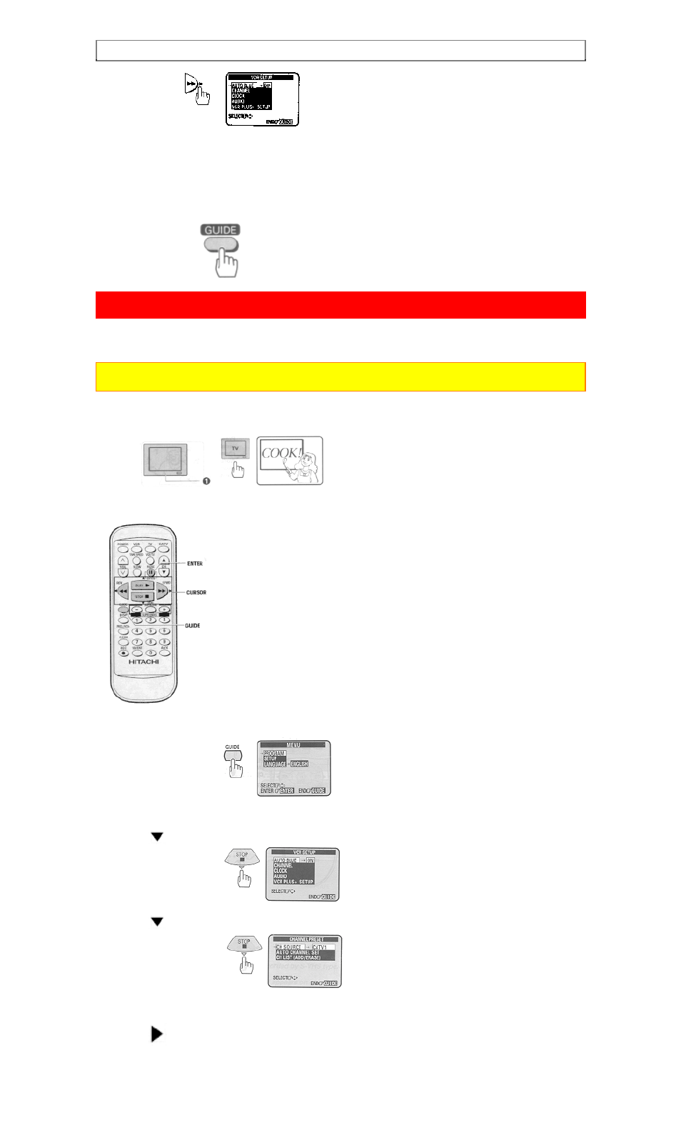 Cable box setup | Hitachi VT-FX6510A User Manual | Page 26 / 72