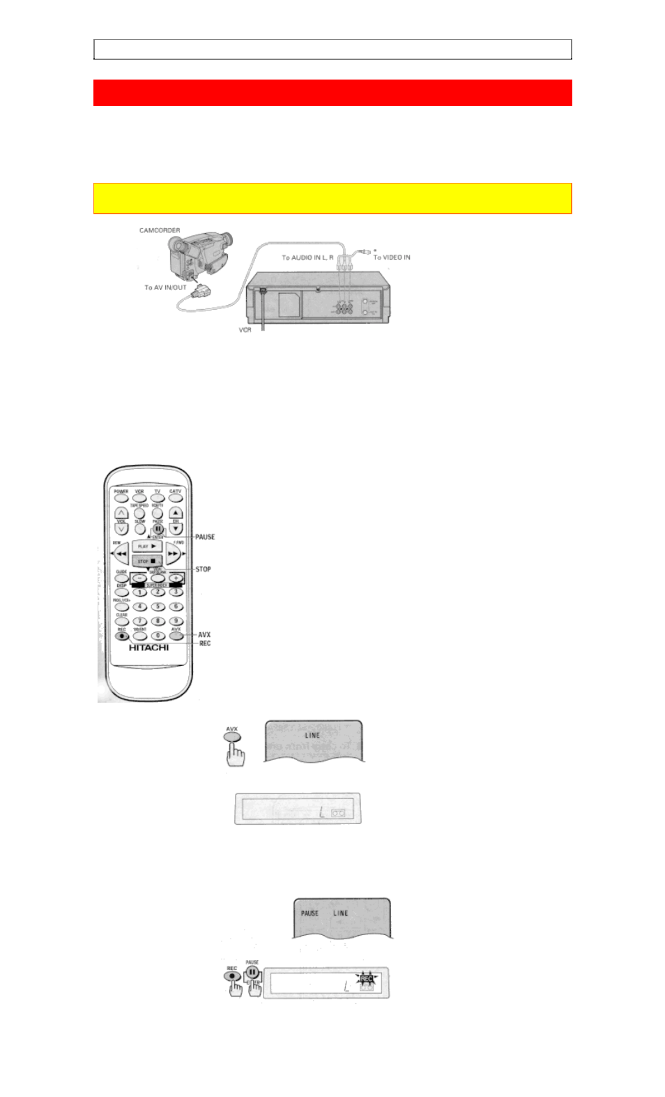 Copying tapes from a camcorder, Hook-up to copy from a camcorder, Hook-up | Hitachi VT-FX6510A User Manual | Page 67 / 72