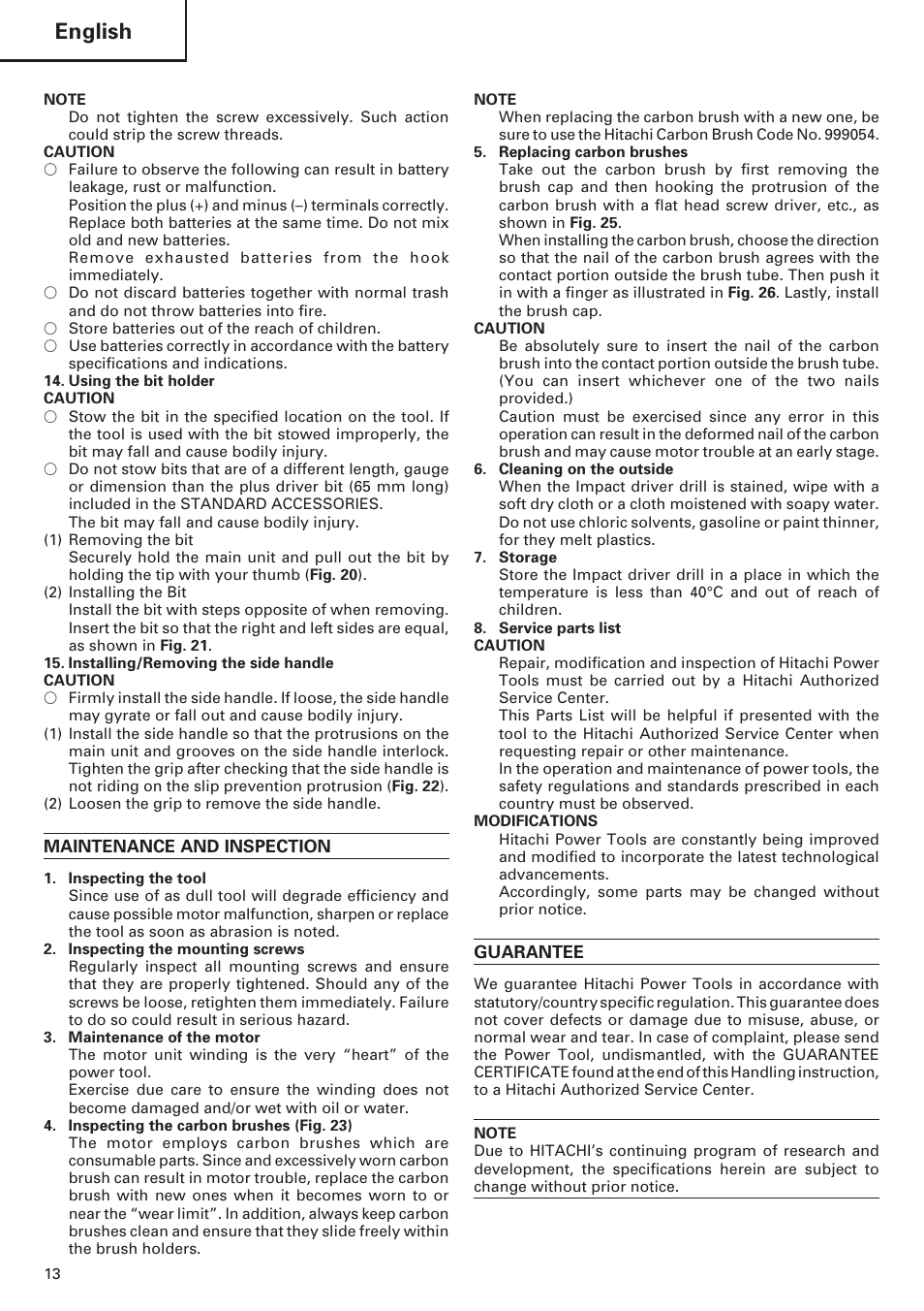 English | Hitachi DV 18DL User Manual | Page 14 / 86