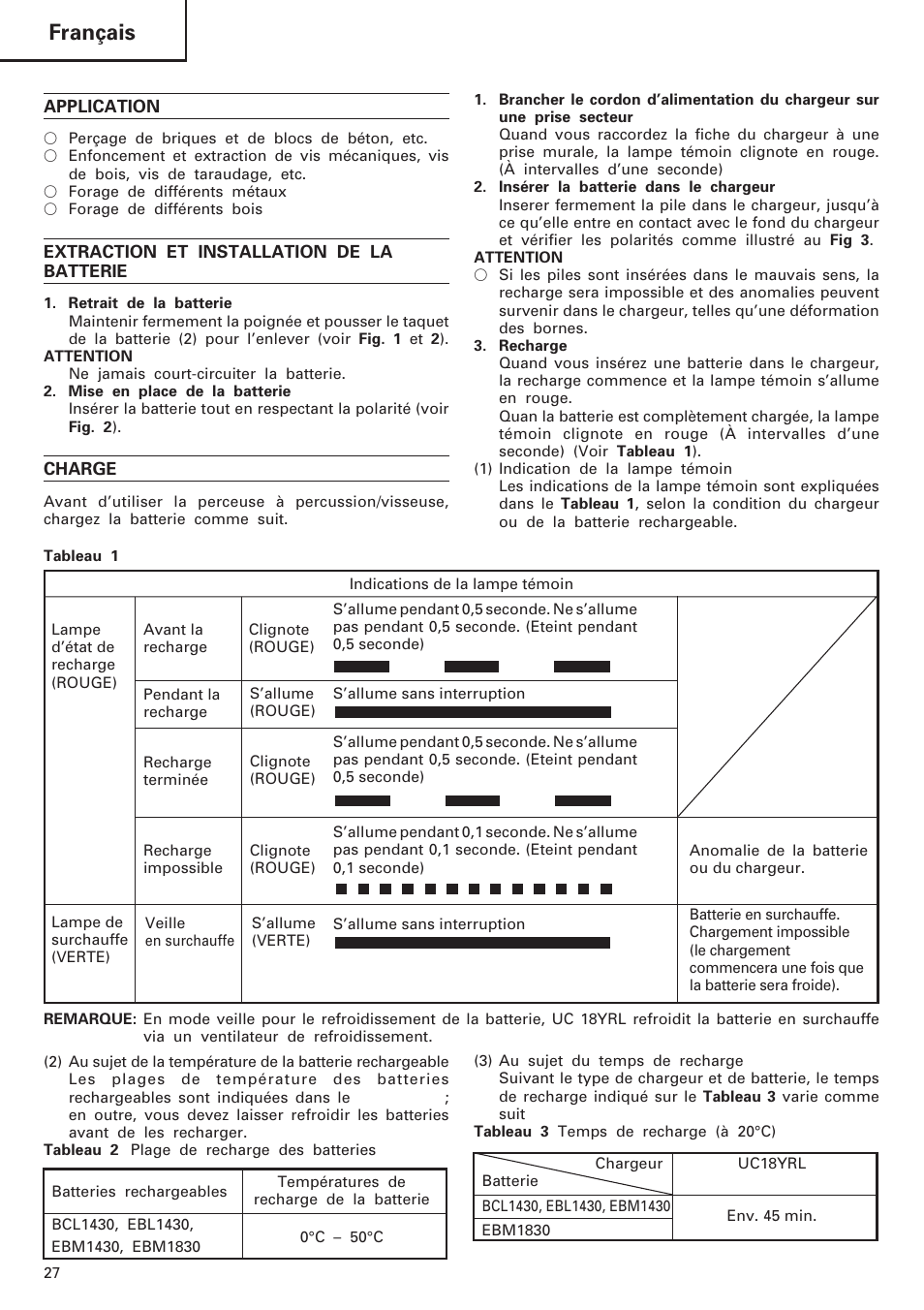 Français | Hitachi DV 18DL User Manual | Page 28 / 86