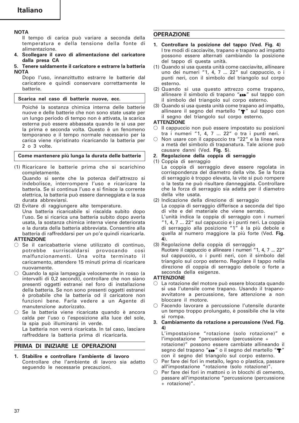 Italiano | Hitachi DV 18DL User Manual | Page 38 / 86