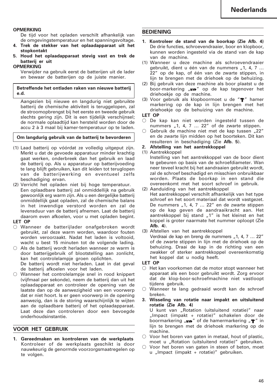 Nederlands | Hitachi DV 18DL User Manual | Page 47 / 86