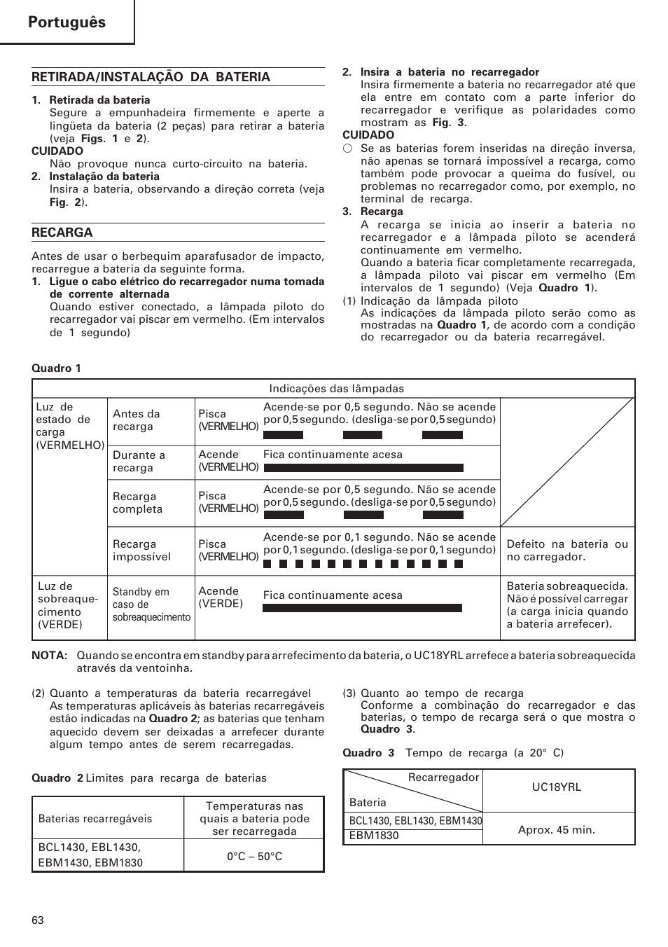Português | Hitachi DV 18DL User Manual | Page 64 / 86