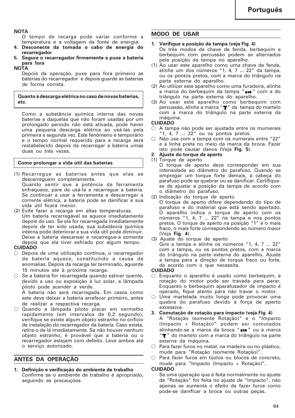 Português | Hitachi DV 18DL User Manual | Page 65 / 86