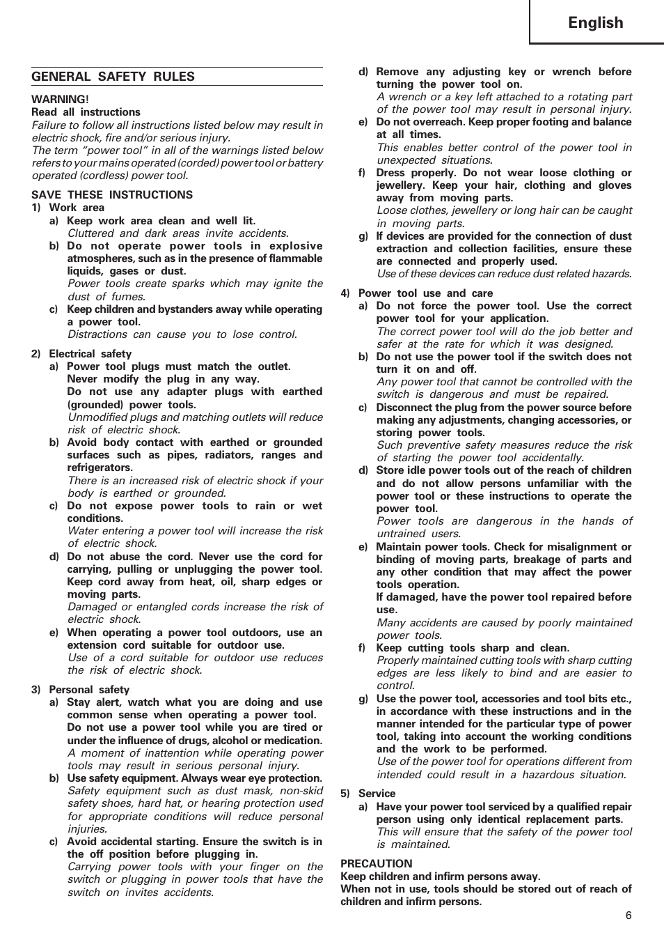 English | Hitachi DV 18DL User Manual | Page 7 / 86