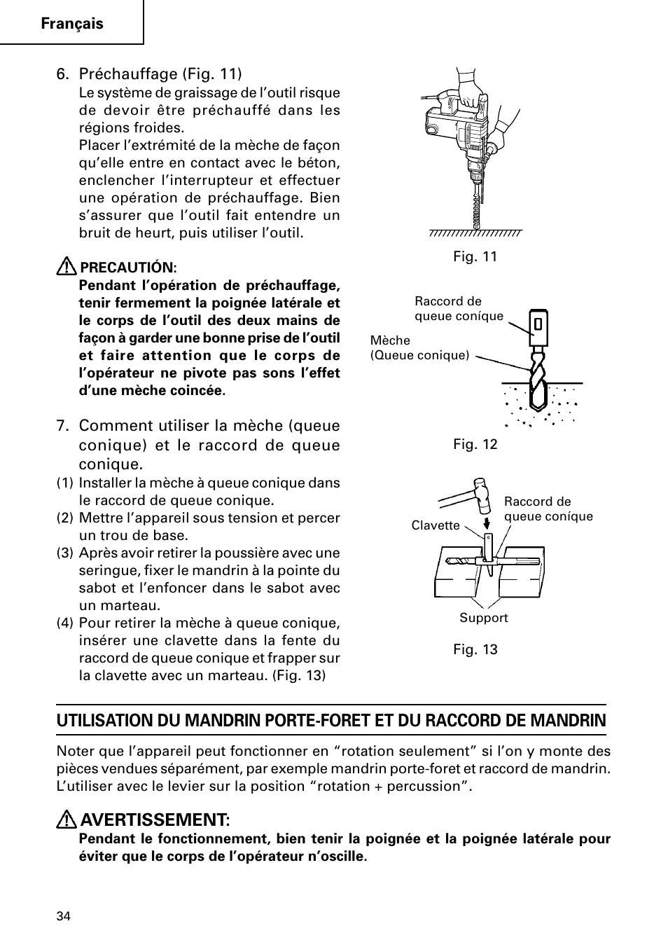Avertissement | Hitachi DH 50MB User Manual | Page 34 / 68