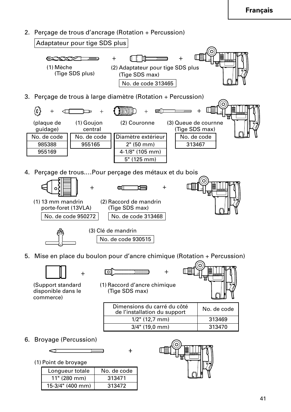 Français | Hitachi DH 50MB User Manual | Page 41 / 68