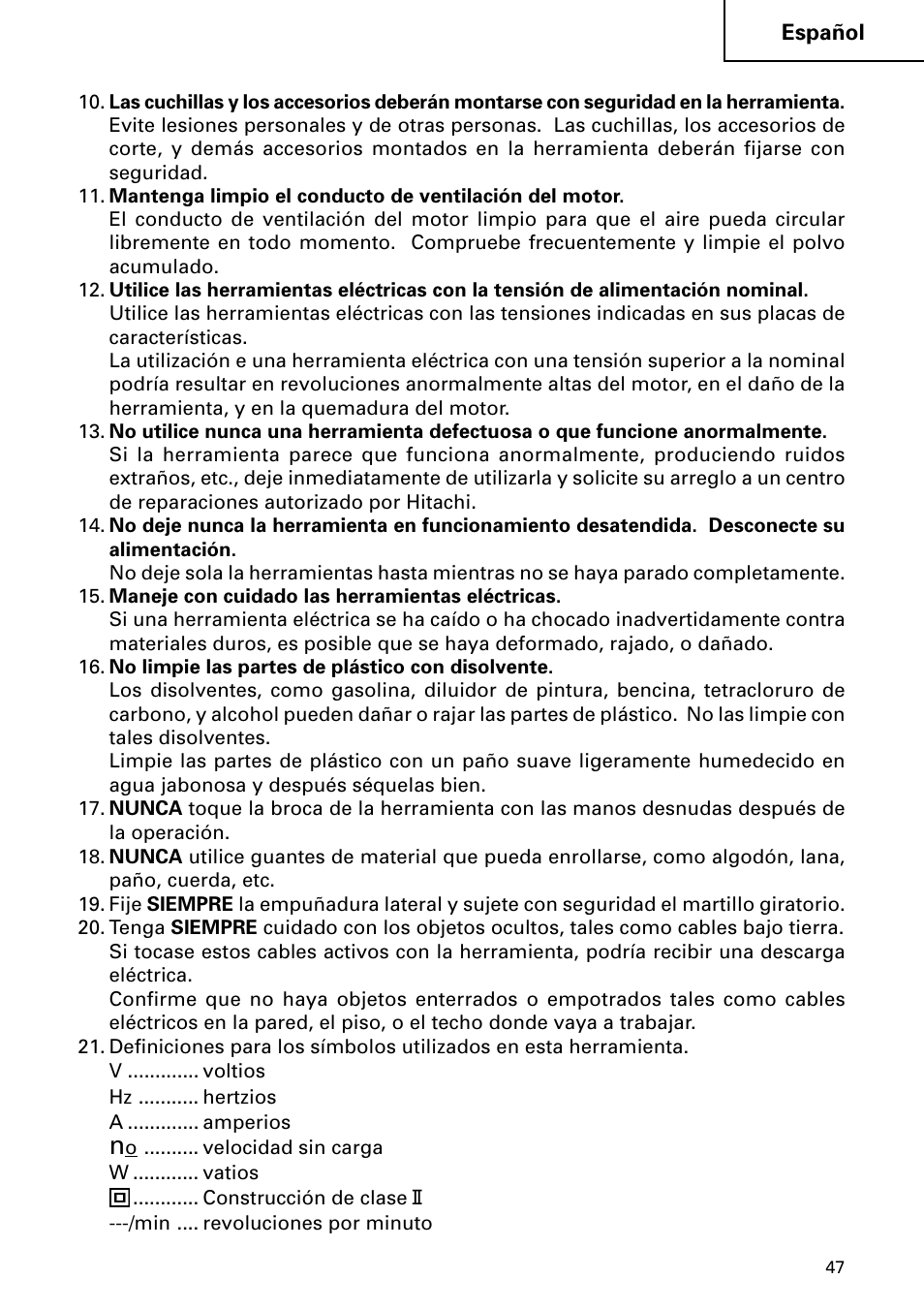 Hitachi DH 50MB User Manual | Page 47 / 68