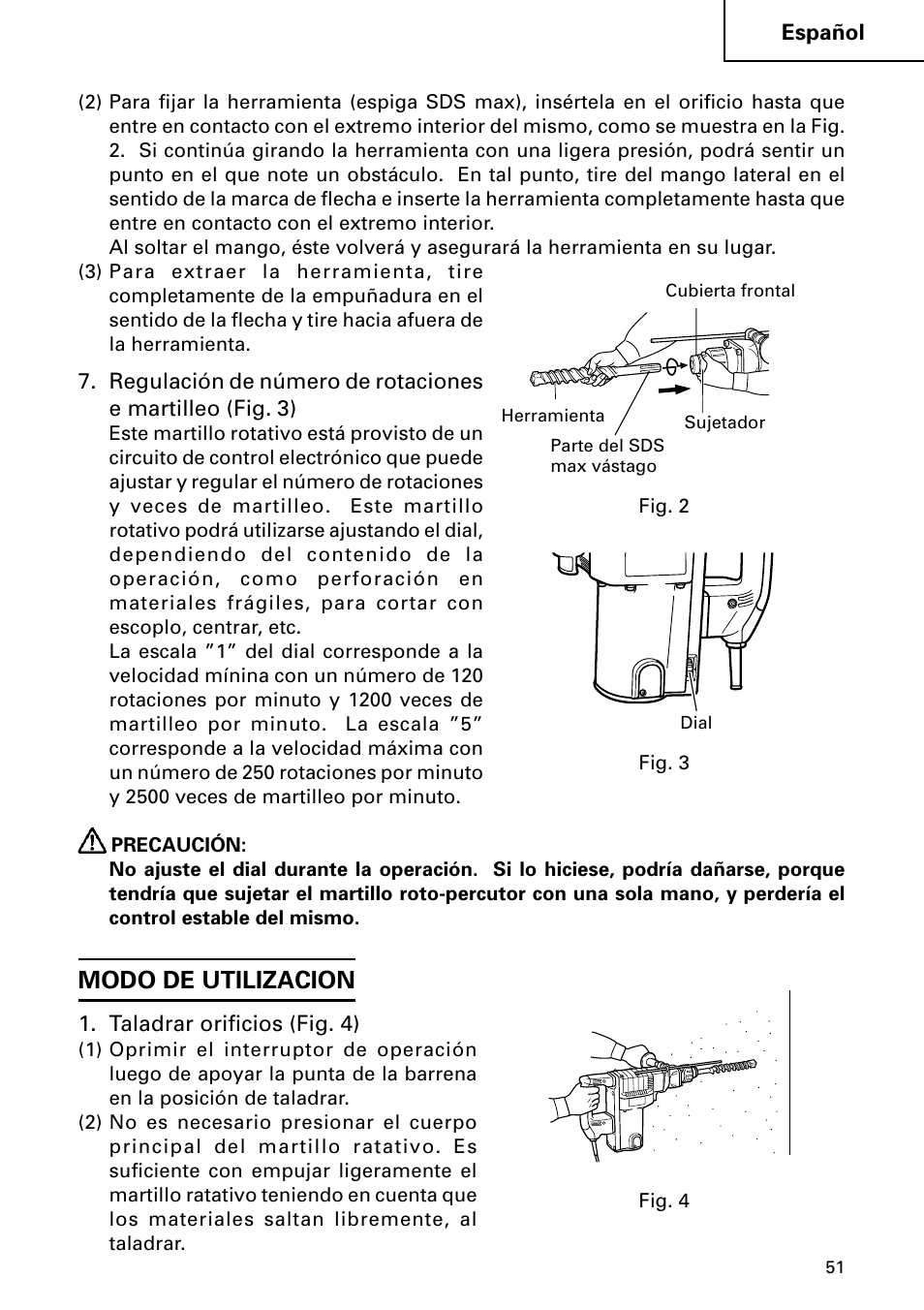 Modo de utilizacion | Hitachi DH 50MB User Manual | Page 51 / 68