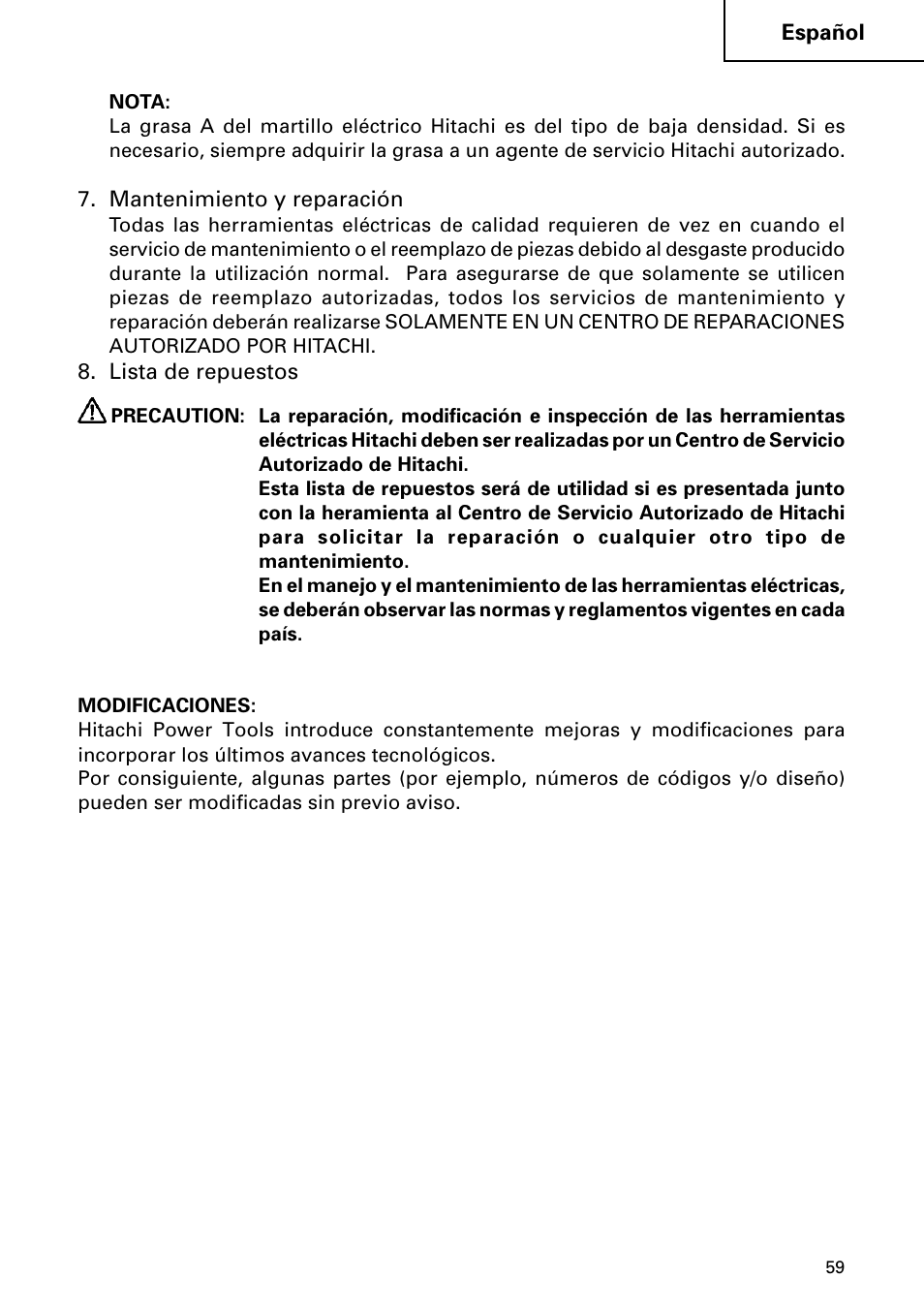Hitachi DH 50MB User Manual | Page 59 / 68