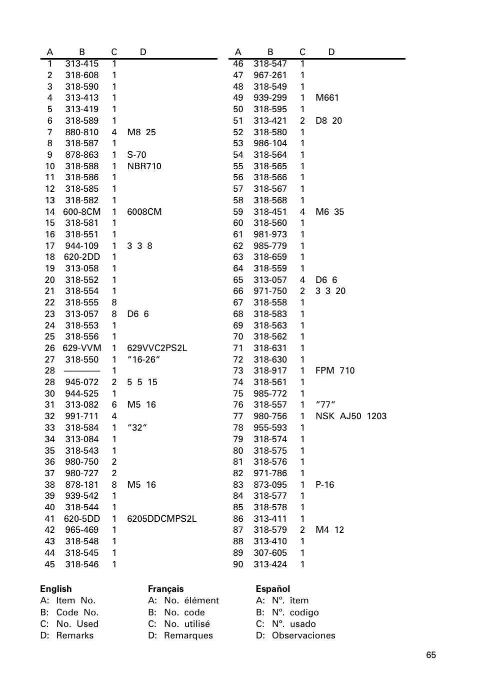 Español | Hitachi DH 50MB User Manual | Page 65 / 68