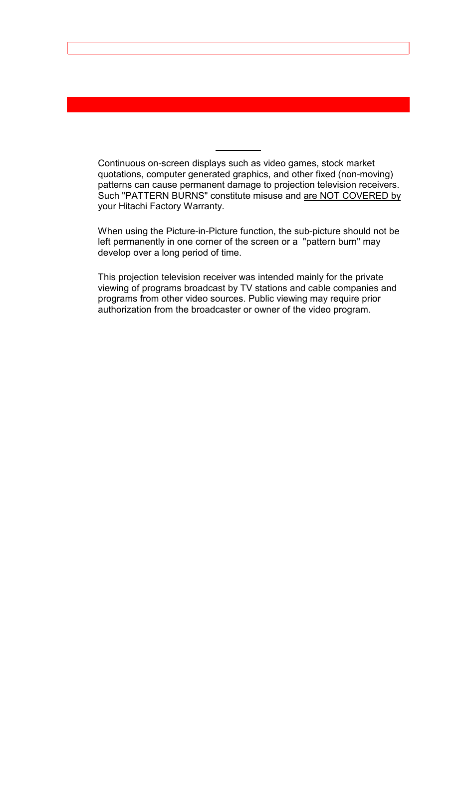 Picture cautions | Hitachi 50EX8K/10B User Manual | Page 11 / 44