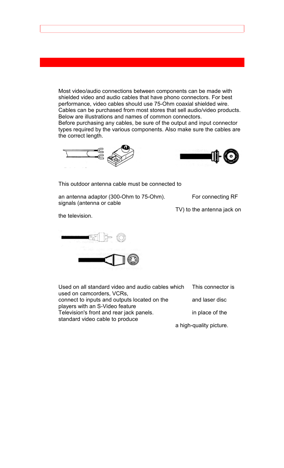 Hook-up cables and connectors | Hitachi 50EX8K/10B User Manual | Page 13 / 44