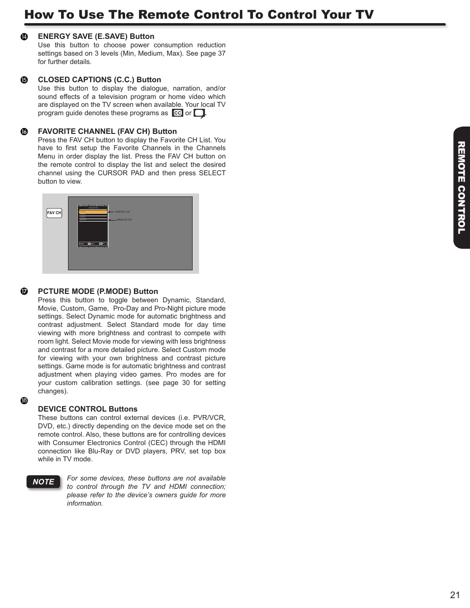 How to use the remote control to control your tv, 21 remo te contr ol | Hitachi ULTRAVISION L55S604 User Manual | Page 21 / 60