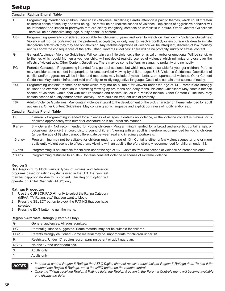 Setup | Hitachi ULTRAVISION L55S604 User Manual | Page 36 / 60