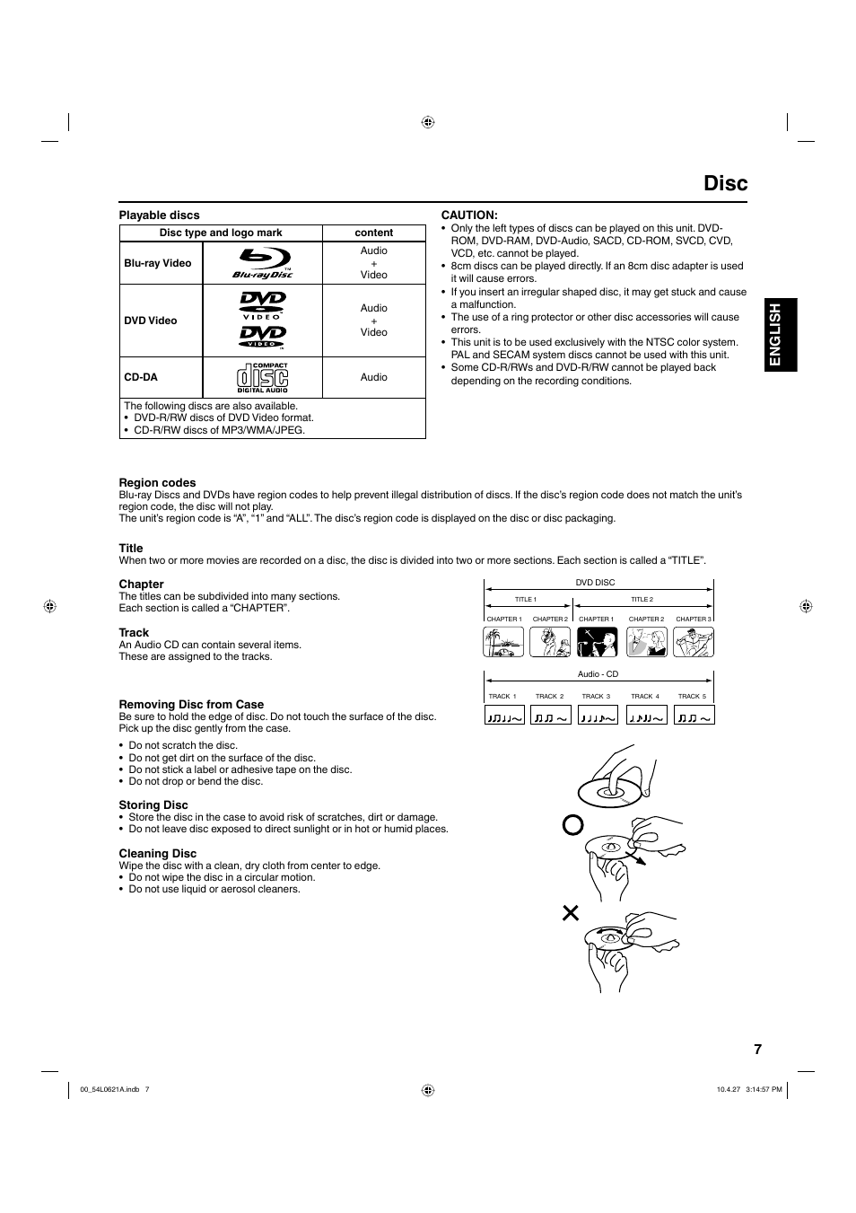 Disc, 7english | Hitachi L32BD304 User Manual | Page 7 / 39