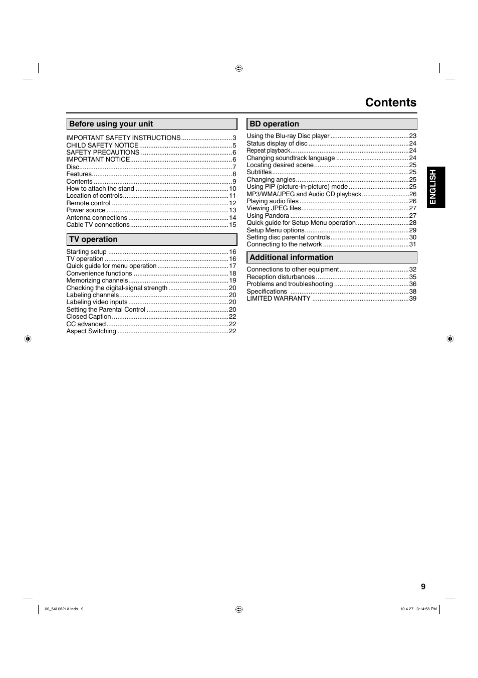 Hitachi L32BD304 User Manual | Page 9 / 39