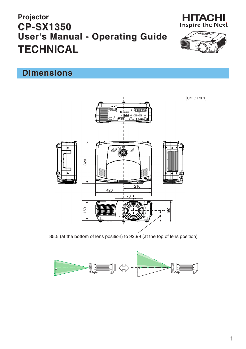 Hitachi CP-SX1350 User Manual | 16 pages