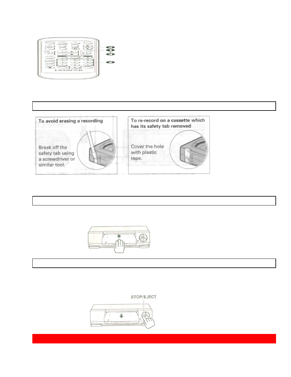Safety tabs prevent erasure insertion removal, Basic antenna hookup [a, With this hookup | Hitachi VT-FX6402A User Manual | Page 12 / 64