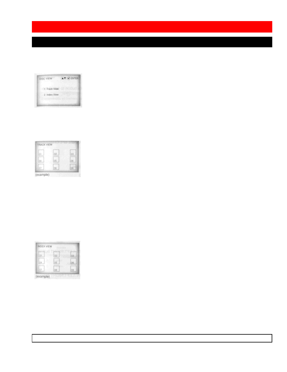 Advanced functions, Using the disc view function track view (vcd), Index view (vcd) | Using the disc view function, Track view (vcd) | Hitachi DVP305U User Manual | Page 22 / 39