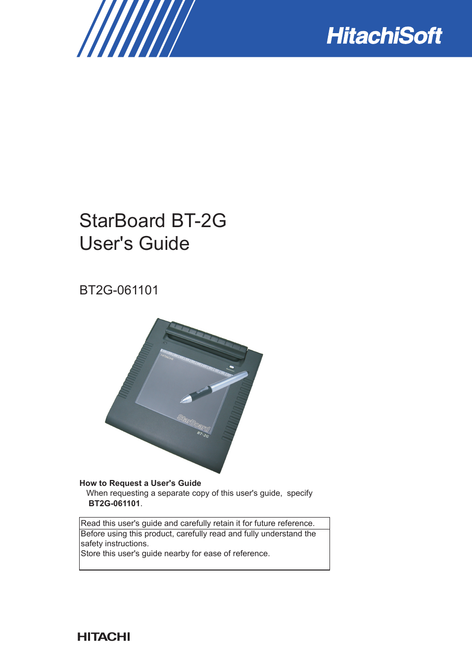 Hitachi StarBoard BT2G-061101 User Manual | 40 pages