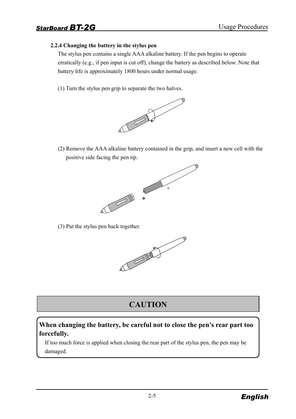 Bt-2g, Caution | Hitachi StarBoard BT2G-061101 User Manual | Page 21 / 40
