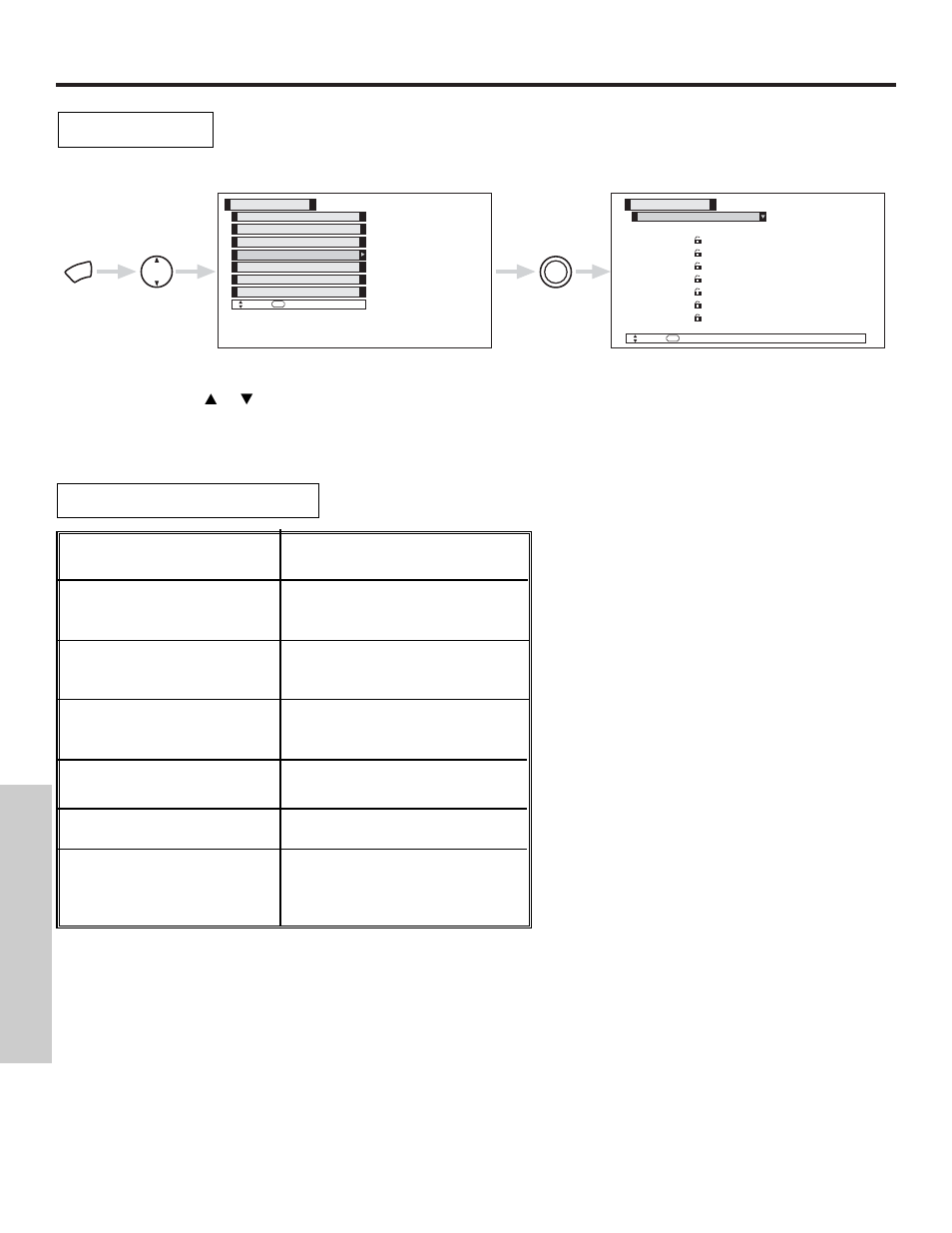 Locks, On-screen displa y, Gpg pg-13 r nc-17 x not rated (nr) | Hitachi 42HDT50 User Manual | Page 54 / 84