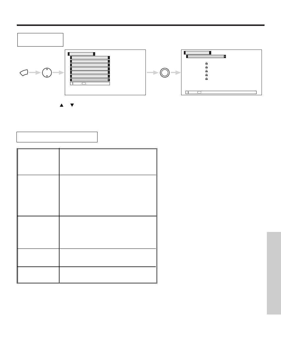 Locks, On-screen displa y | Hitachi 42HDT50 User Manual | Page 57 / 84