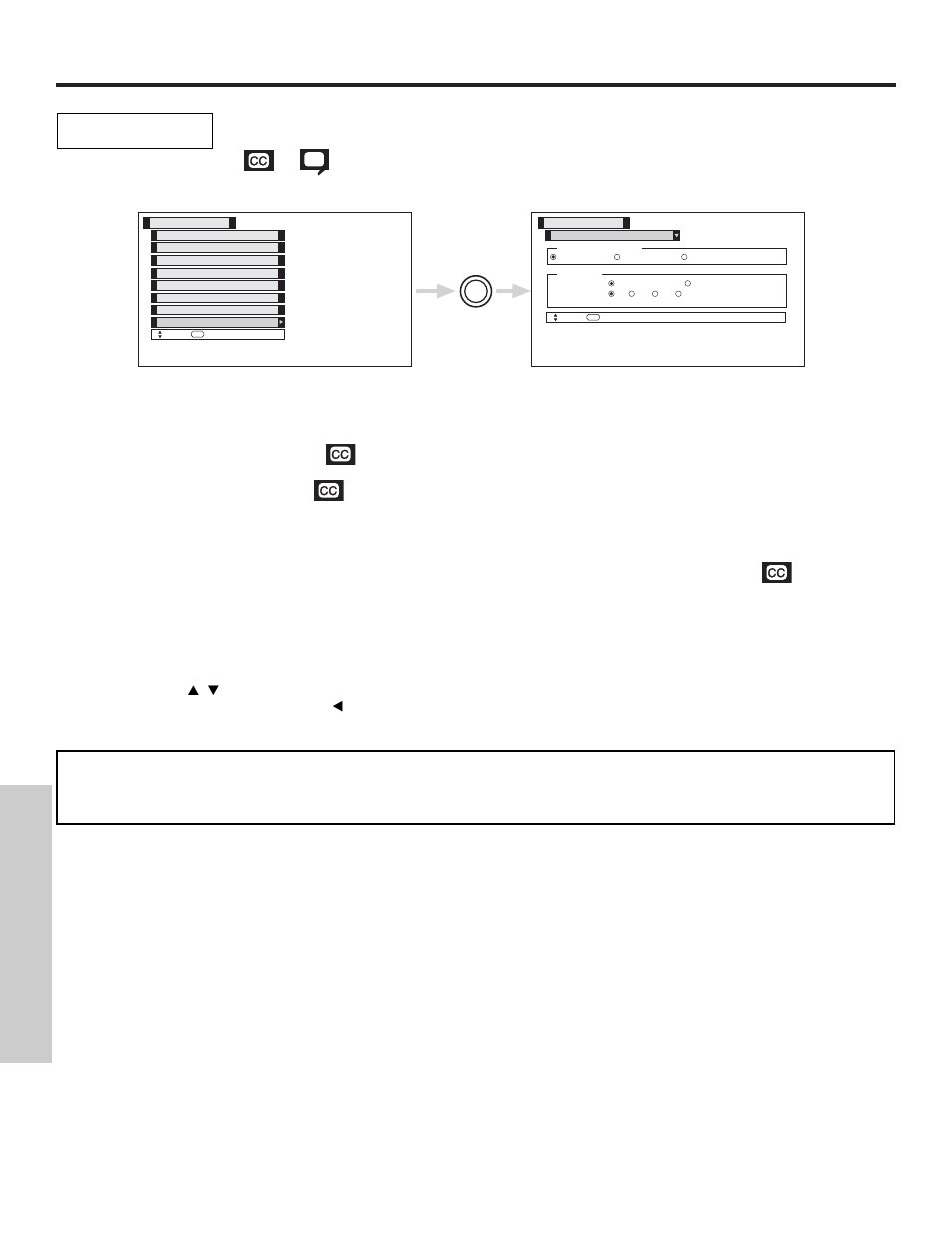 Setup, On-screen displa y, Closed caption | Hitachi 42HDT50 User Manual | Page 64 / 84