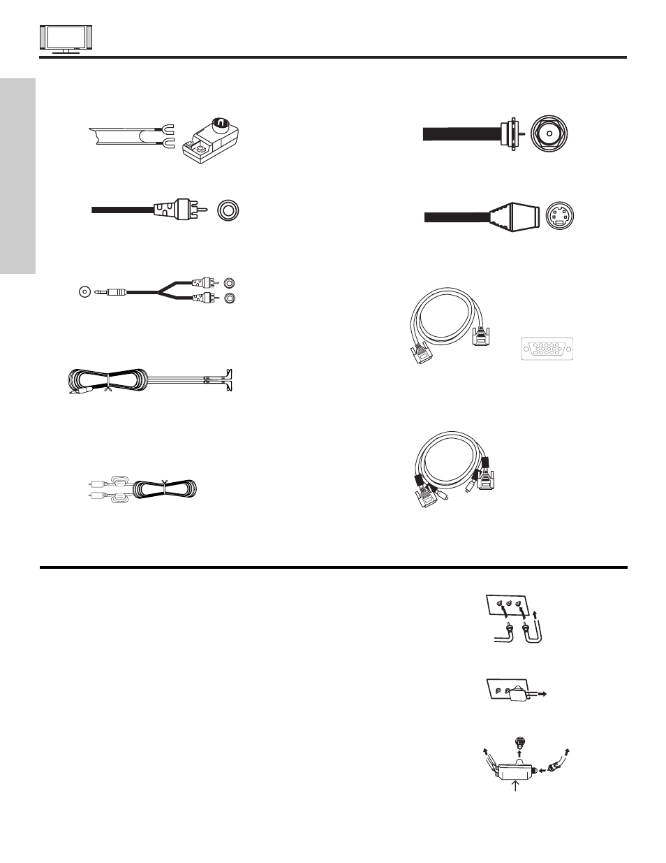 Hookup cables, First time use | Hitachi 42HDT50 User Manual | Page 8 / 84