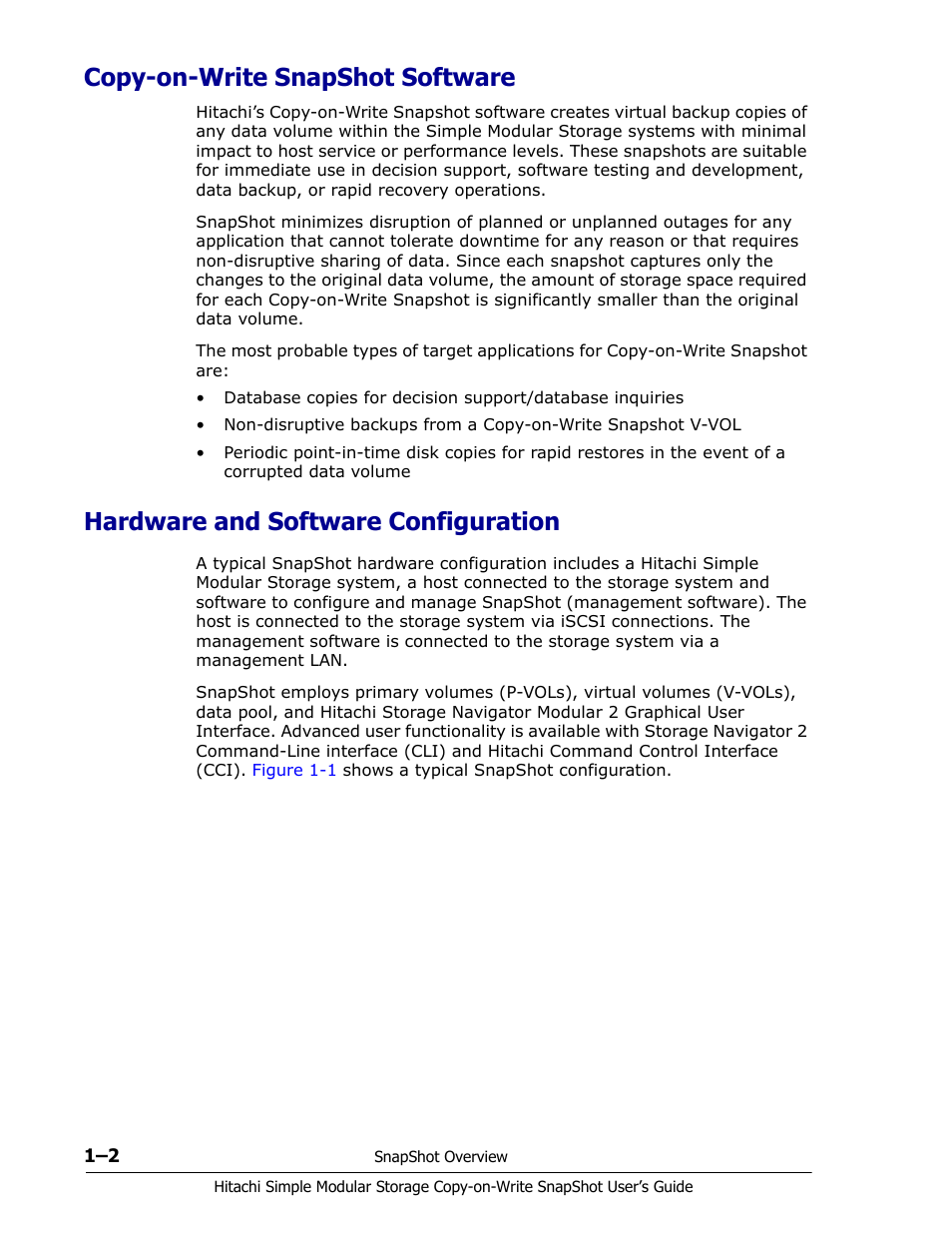 Copy-on-write snapshot software, Hardware and software configuration, Copy-on-write snapshot software -2 | Hardware and software configuration -2 | Hitachi MK-97DF8018-00 User Manual | Page 14 / 90