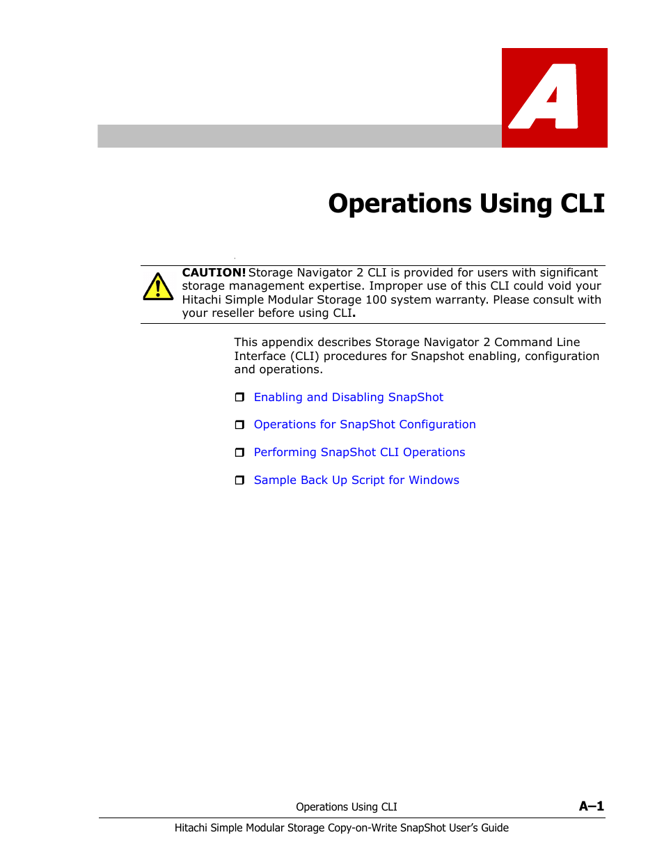 Operations using cli, Appendix a | Hitachi MK-97DF8018-00 User Manual | Page 59 / 90